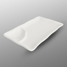 Korin Durable White Rectangular Plate with Sauce Well