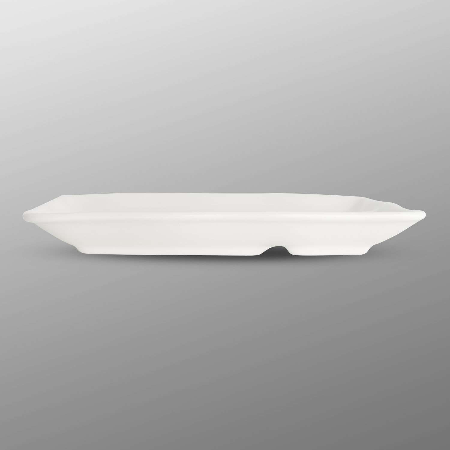 Korin Durable White Rectangular Plate w/ Sauce Well 8