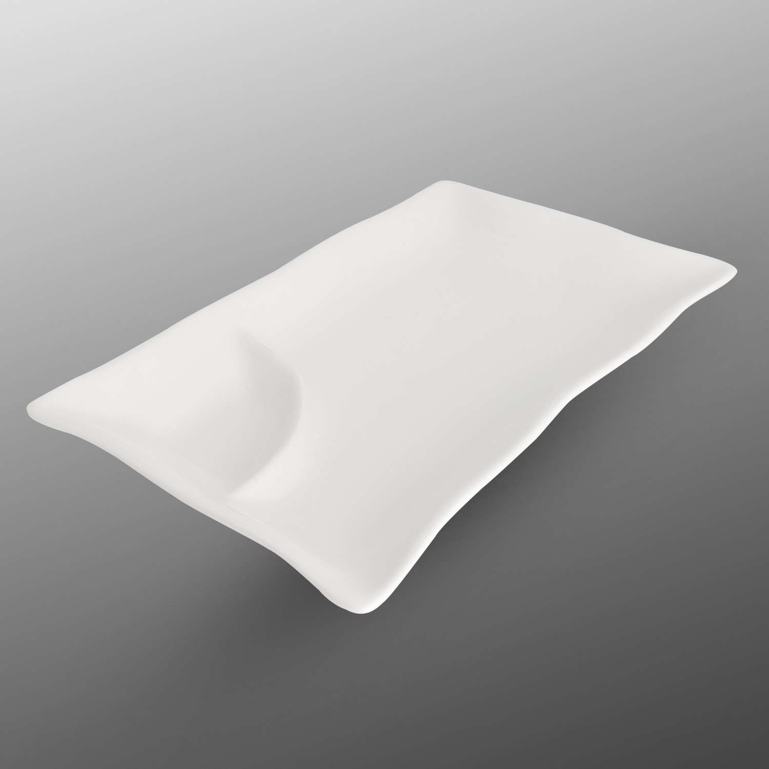 Korin Durable White Rectangular Plate w/ Sauce Well 10