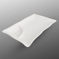 Korin Durable White Rectangular Plate w/ Sauce Well 10"