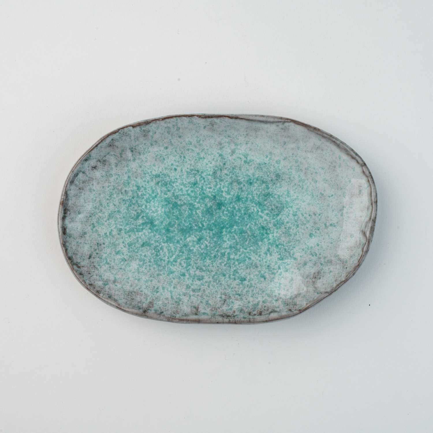 Gray Aobuki Oval Plate 6.75