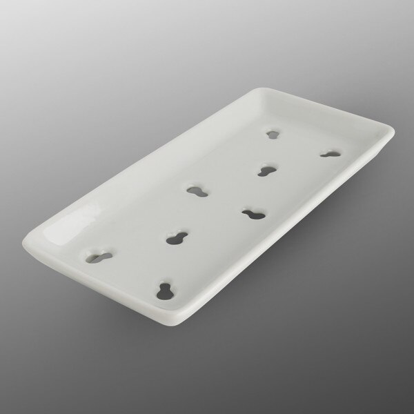 Image of Korin Durable Ceramic Sushi Neta Case Plates with Holes 8" 1
