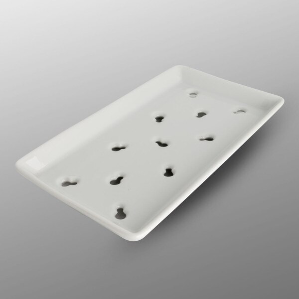 Image of Korin Durable White Sushi Neta Case Plate w/ Holes 8.8" 1