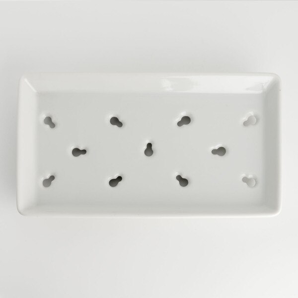 Image of Korin Durable White Sushi Neta Case Plate w/ Holes 8.8" 2