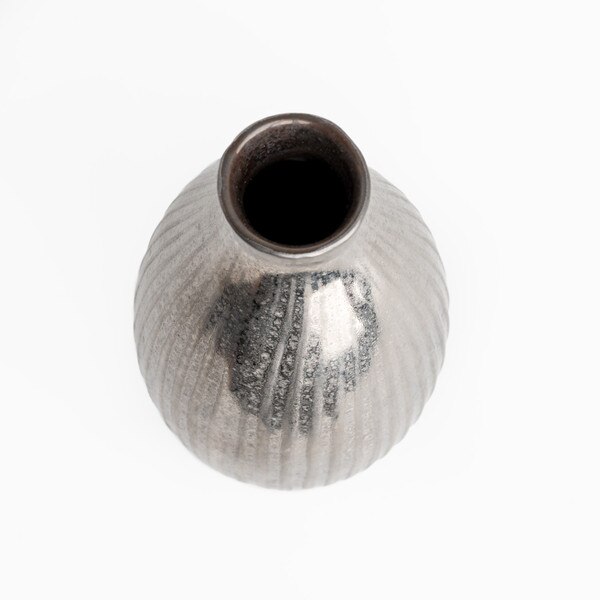 Image of Kuro Yuzu Silver Sake Bottle 8 oz 3