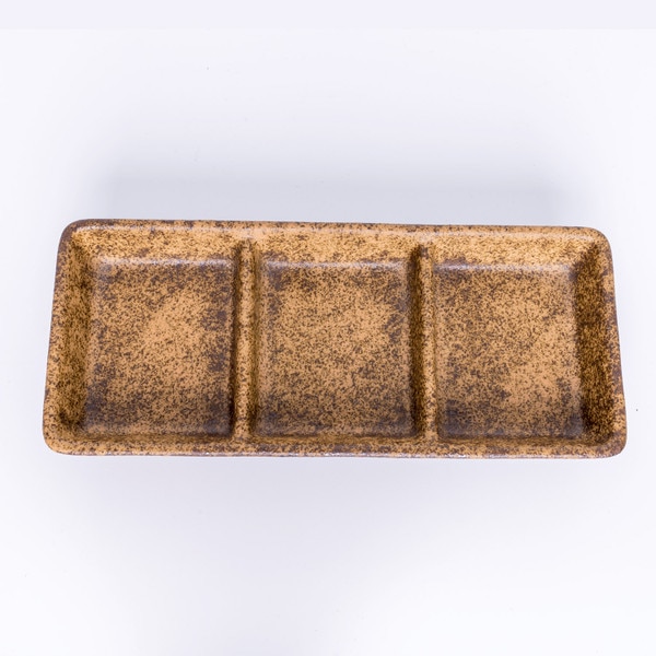 Image of Eki Brown 3 Divided Rectangular Sauce Dish 3