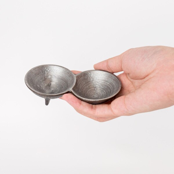 Image of Shusetsu Silver 2 Divided Sauce Dish 4