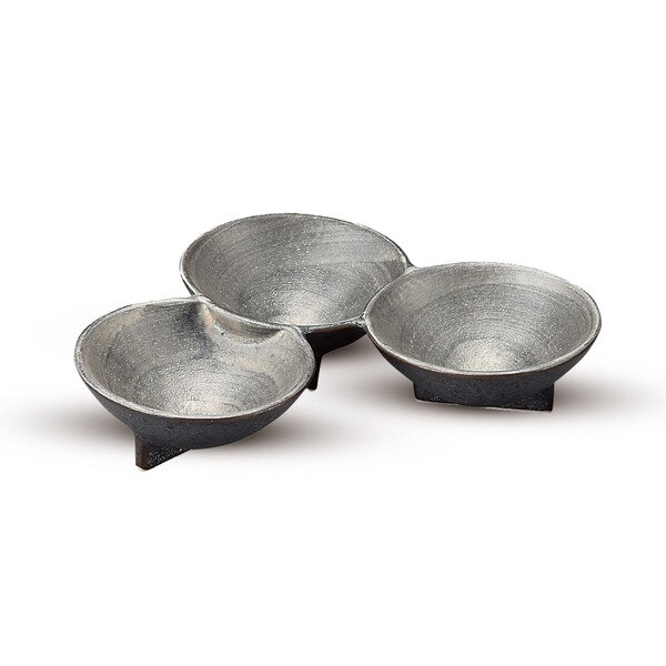 Image of Shusetsu Silver 3 Divided Sauce Dish