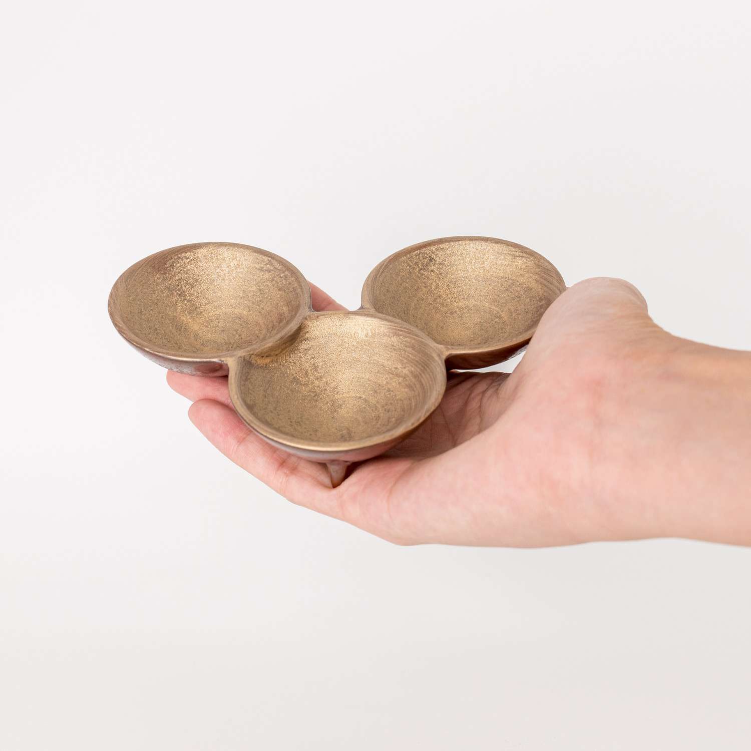 Shusetsu Gold 3 Divided Sauce Dish | KORIN