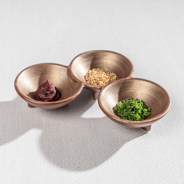 Image of Shusetsu Gold 3 Divided Sauce Dish 5