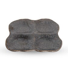 Kyo Black 4 Divided Sauce Dish 7"