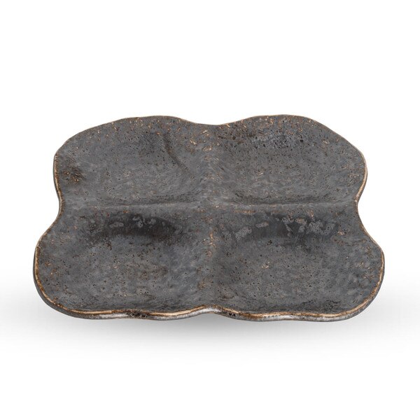 Image of Kyo Black 4 Divided Sauce Dish 7" 1