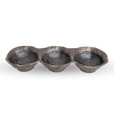 Kyo Black 3 Divided Sauce Bowl 11"