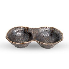 Kyo Black 2 Divided Sauce Bowl 7.5"