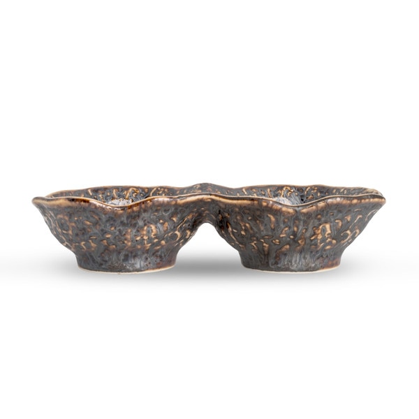 Image of Kyo Black 2 Divided Sauce Bowl 7.5" 2