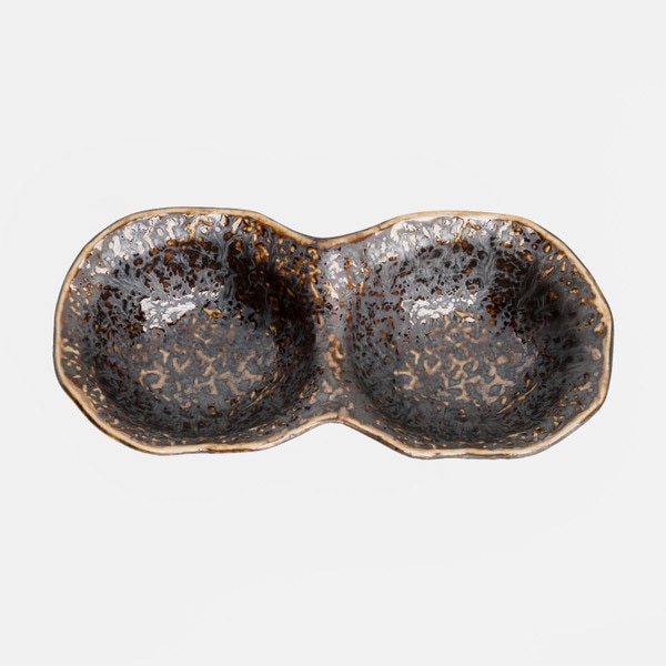Image of Kyo Black 2 Divided Sauce Bowl 7.5" 3