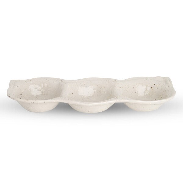 Image of Konahiki Speckle White 3 Divided Bowl 10.5" 1