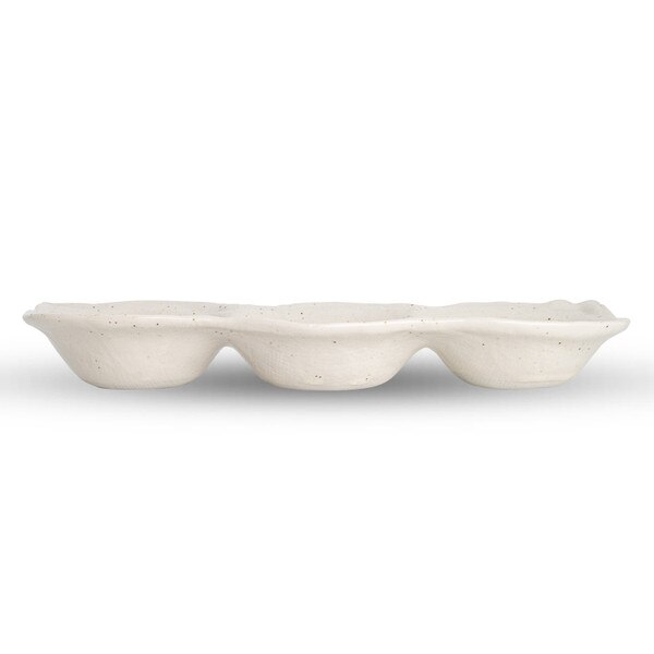 Image of Konahiki Speckle White 3 Divided Bowl 10.5" 2