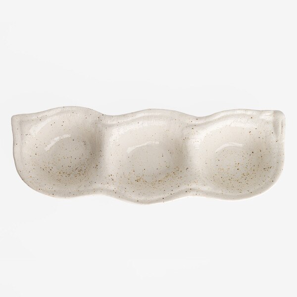 Image of Konahiki Speckle White 3 Divided Bowl 10.5" 3