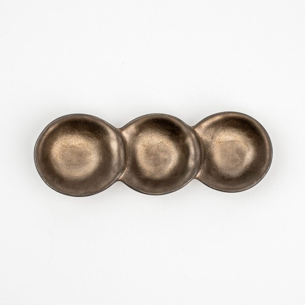 Image of Dark Brass 3 Divided Sauce Dish 7" 3