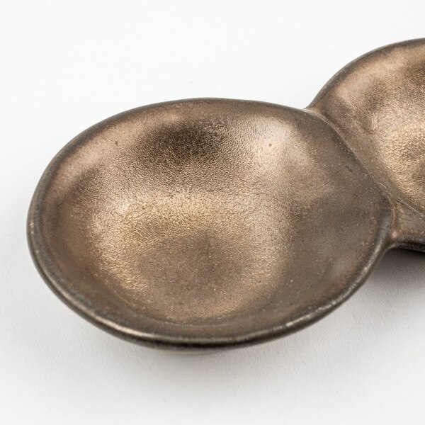Image of Dark Brass 3 Divided Sauce Dish 7" 4