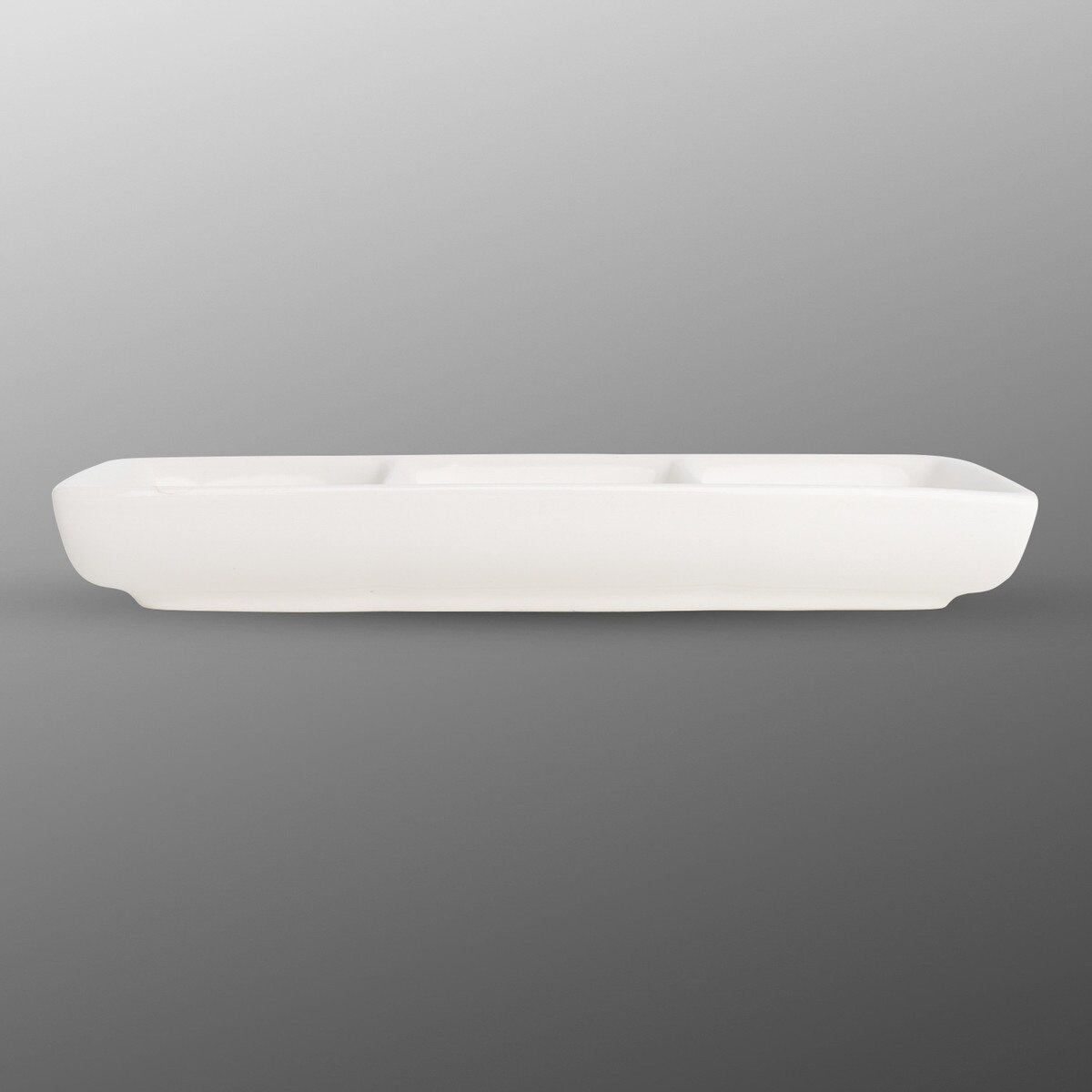 Korin Durable White 3 Divided Rectangular Sauce Dish | KORIN