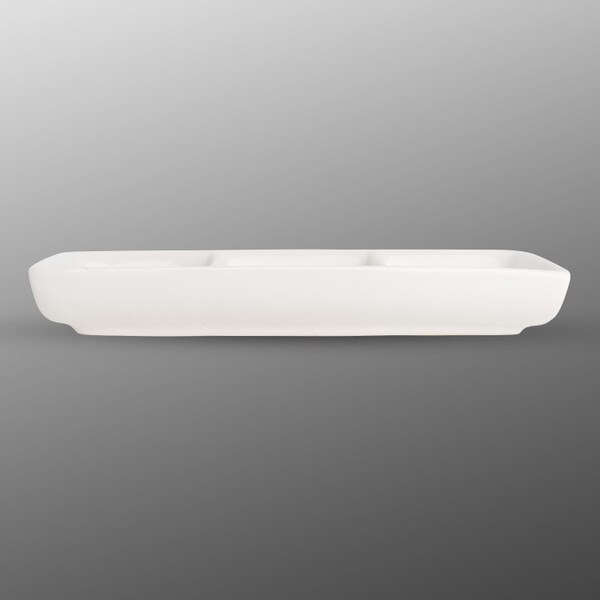 Image of Korin Durable White 3 Divided Rectangular Sauce Dish 2