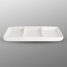Korin Durable White 3 Divided Rectangular Sauce Dish 8"