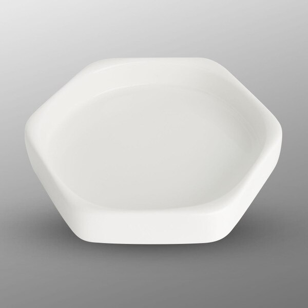 Image of Korin Durable White Hexagonal Sauce Dish 1