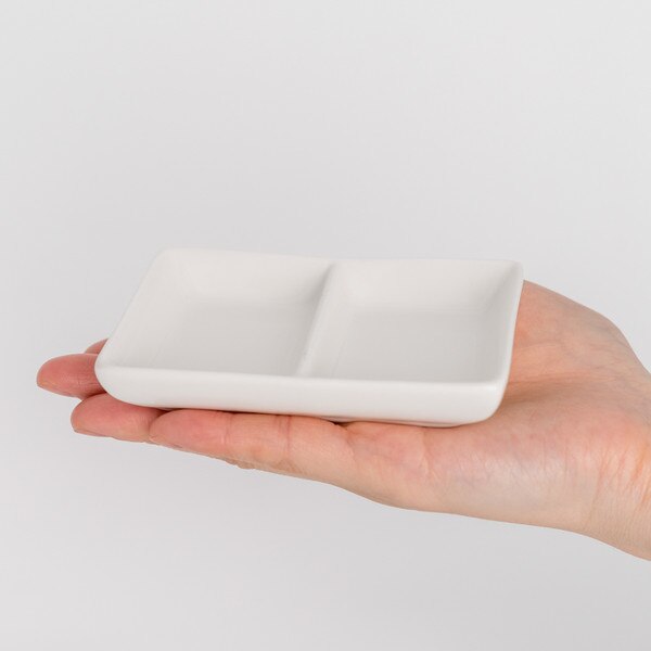 Image of Korin Durable White 2 Divided Rectangular Sauce Dish 4