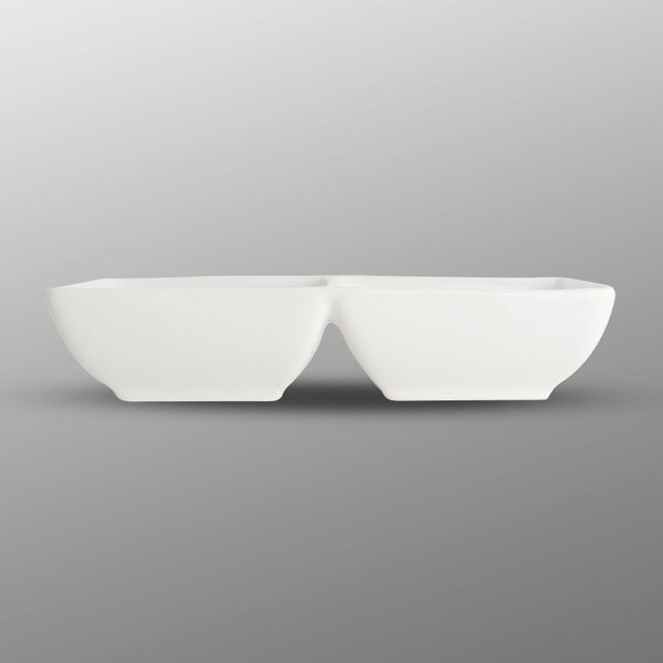 Image of Korin Durable White 2 Divided Rectangular Sauce Dish 2