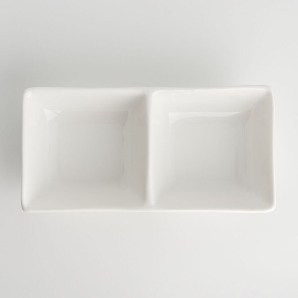 Image of Korin Durable White 2 Divided Rectangular Sauce Dish 3