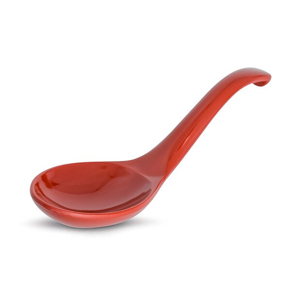 Image of Melamine Red Relaxed Ramen Spoon 6.75" 1
