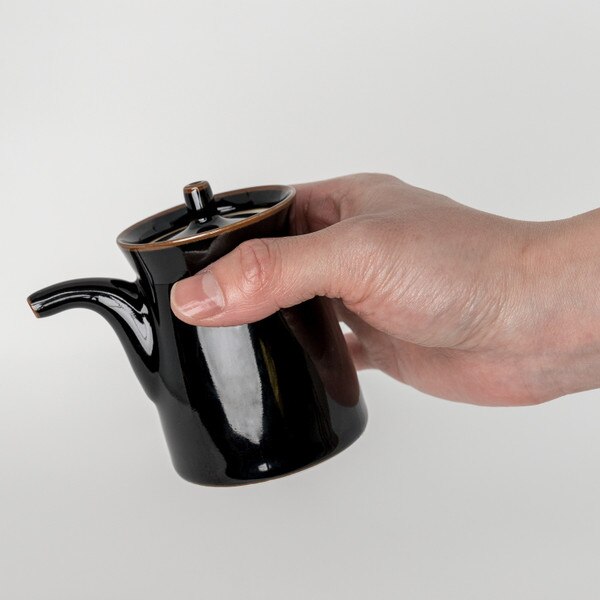 Image of Black Porcelain Sauce Dispenser 5 oz 5