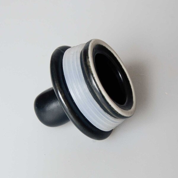 Image of Korin Durable Textured Black Sauce Dispenser w/ Silicone Lid 8 oz 3