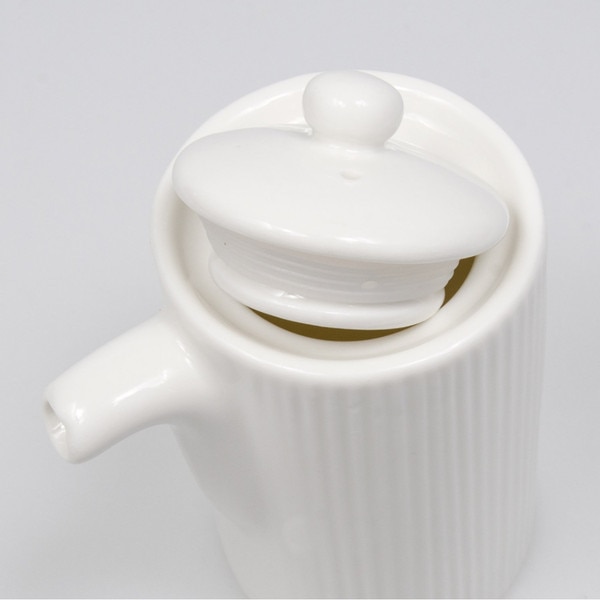 Image of Korin Durable White Sauce Dispenser w/ Silicone Lid 6 oz 5