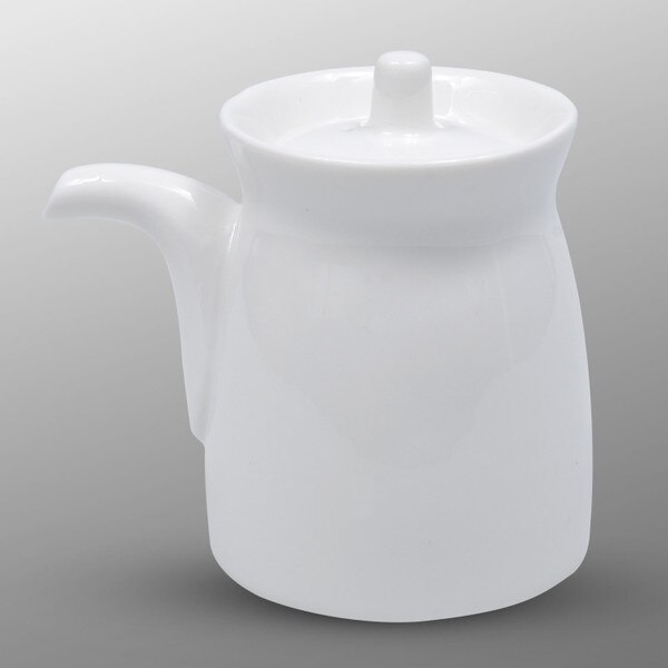 Image of Korin Durable White Sauce Dispenser w/ Silicone Lid 5 oz 1