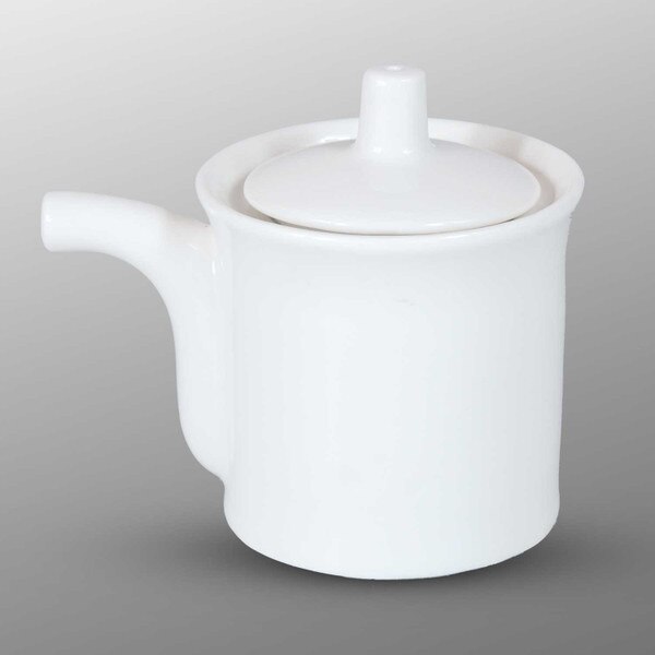 Image of Korin Durable White Sauce Dispenser w/ Silicone Lid 6 oz 1