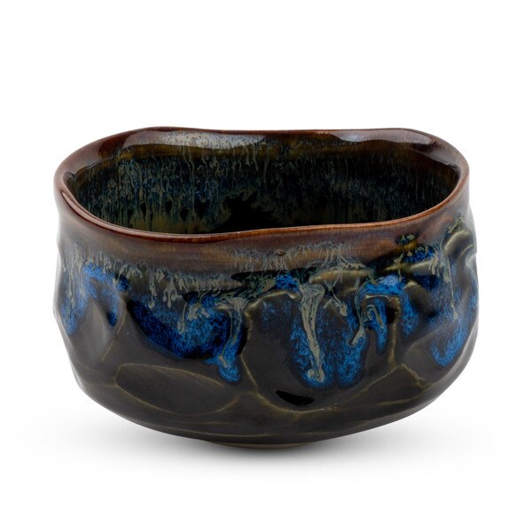 Image of Black Blue Gold Matcha Bowl 5" 1