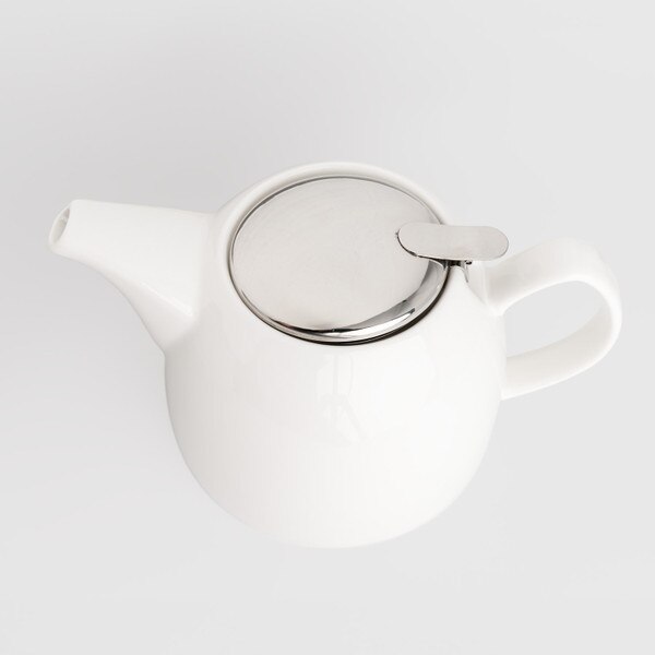 Image of Korin Durable White Half Gourd Teapot 35 oz 3