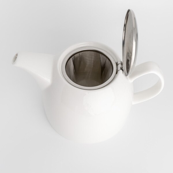 Image of Korin Durable White Half Gourd Teapot 35 oz 4