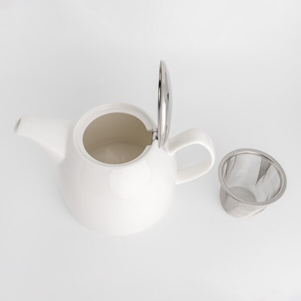 Image of Korin Durable White Half Gourd Teapot 35 oz 5
