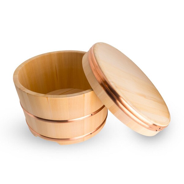 Image of Cypress Wooden Edobitsu Rice Jar (21cm) 2
