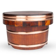 Lacquer Coated Cypress Wooden Edobitsu Rice Jar (21cm)