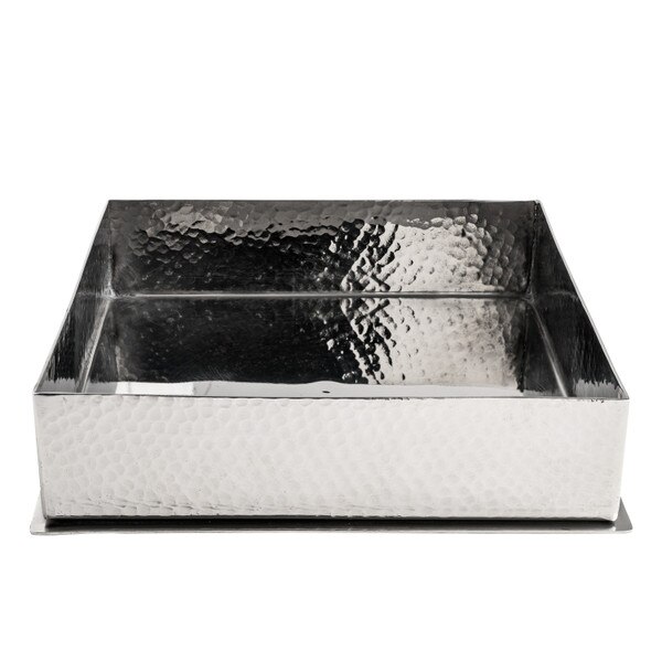 Image of Hammered Stainless Steel Square Plate 7.25" 1