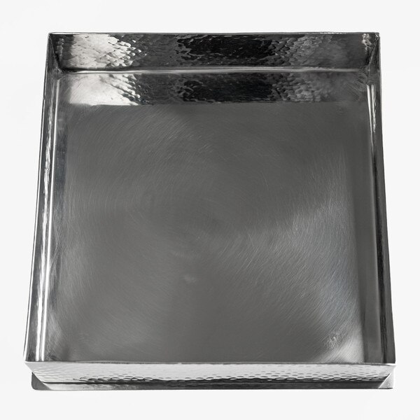 Image of Hammered Stainless Steel Square Plate 7.25" 3
