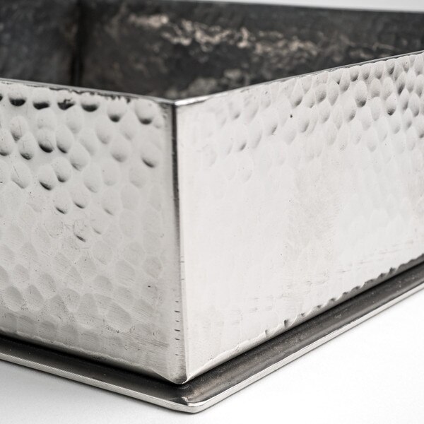 Image of Hammered Stainless Steel Square Plate 7.25" 4