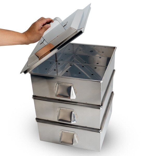 Image of Stainless Steel Kaku Steamer 3 Tier 13.8" 2