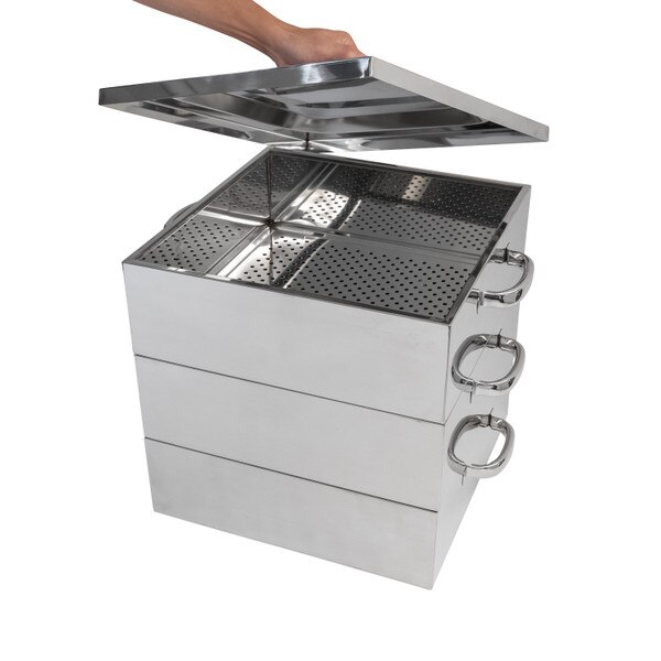 Image of Stainless Steel Kaku Steamer 3 Tier 15.75" 3