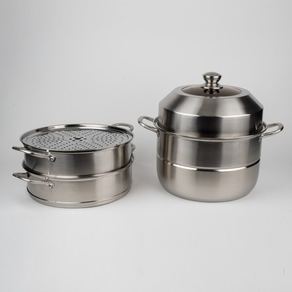 Image of Stainless Steel Maru Steamer 3 Tier 14.25" 2